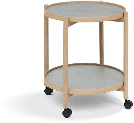 Thomsen Furniture James coffee table with tray - Oak/Dark grey stone look/Granite grey stone Ø50 cm