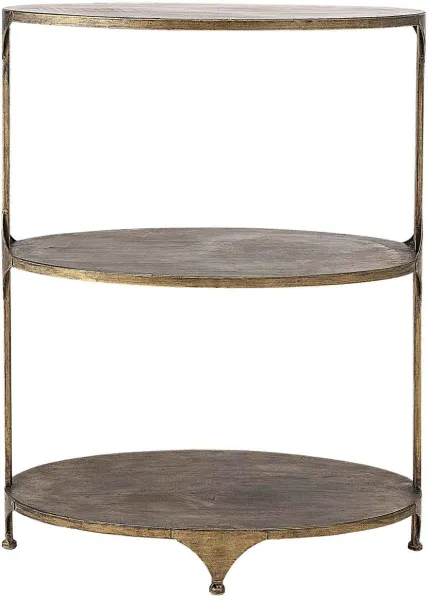 CREATIVE COLLECTION bar table - brass-coloured metal, with 2 shelves, oval