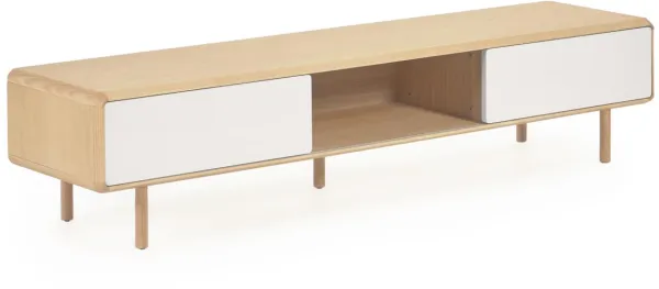 LAFORMA Anielle TV stand, with 2 sliding doors - grey/natural ash veneer/ash wood (180x41)